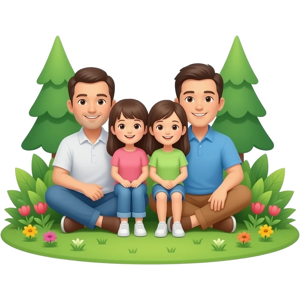 семья отдыхает на природе emoji