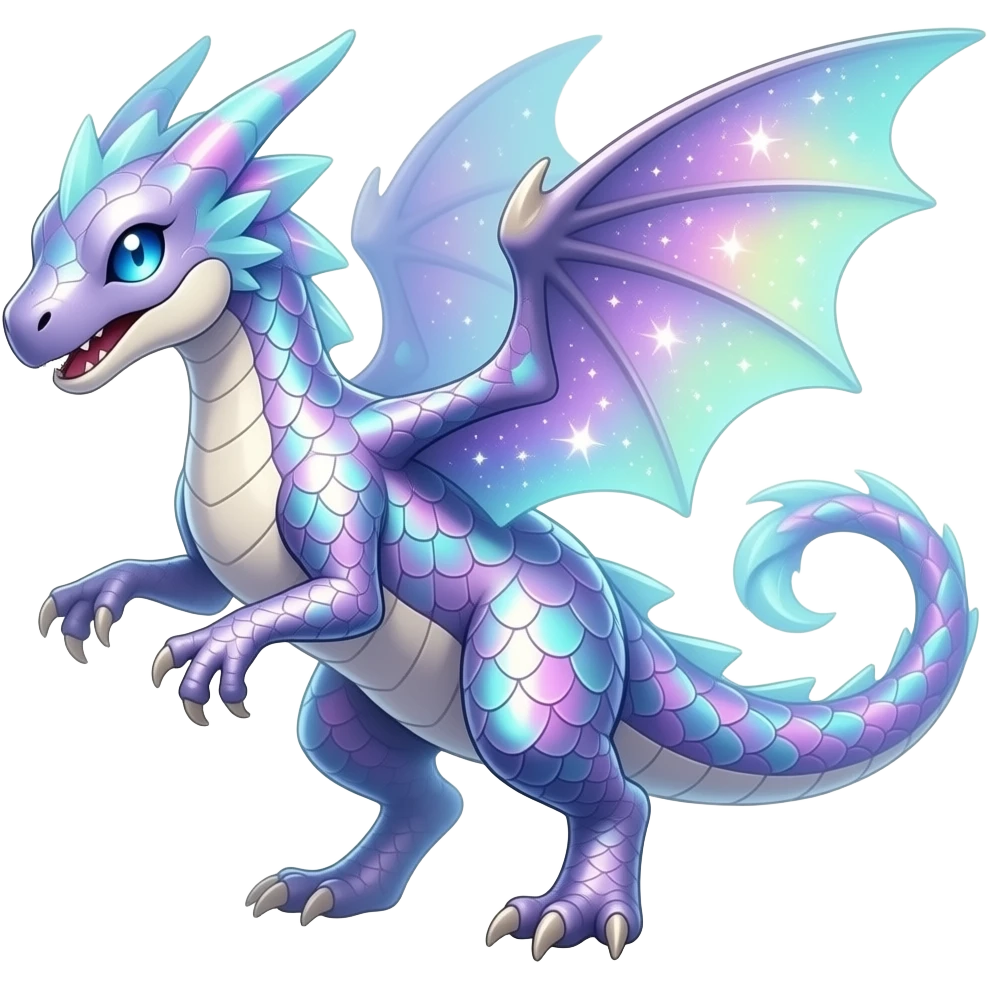 Shiny Futuristic Celestial Magical Ethereal Godly Divine Pastel-Nebula-Fakemon-Pokemon-Digimon-Spectrobes-Raptor-fusion, full body emoji