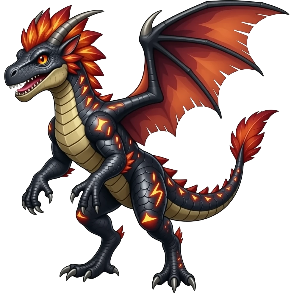 Shiny edgy cool badass Raptorik feathery spicy Furry scaly oily with neon-markings Salandit-Salamence-Ekans-Seviper-Rapidash-Salazzle-Fakemon-hybrid emoji
