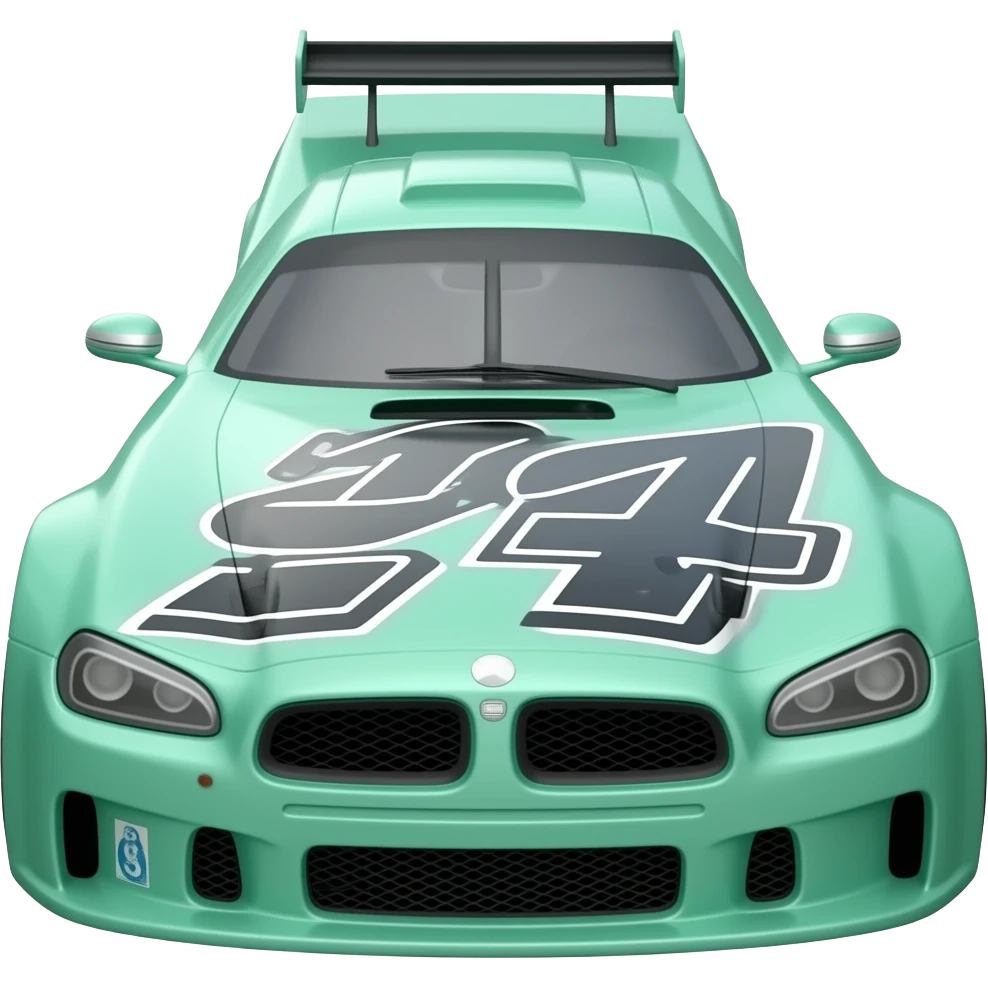Emoji style mint green race stock car emoji