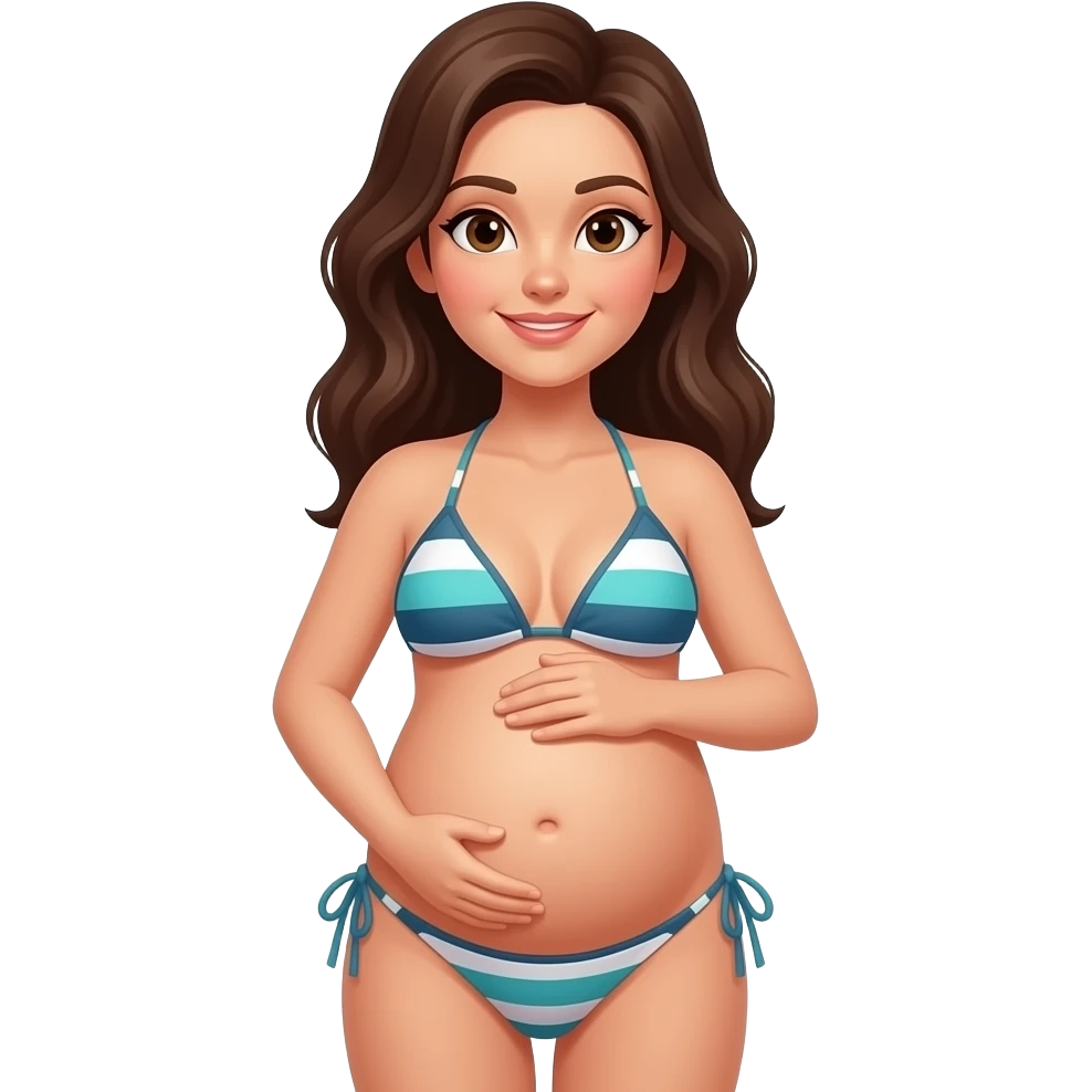 Faz uma mulher de biquiní gravida sem a mão na barriga sem as duas emoji