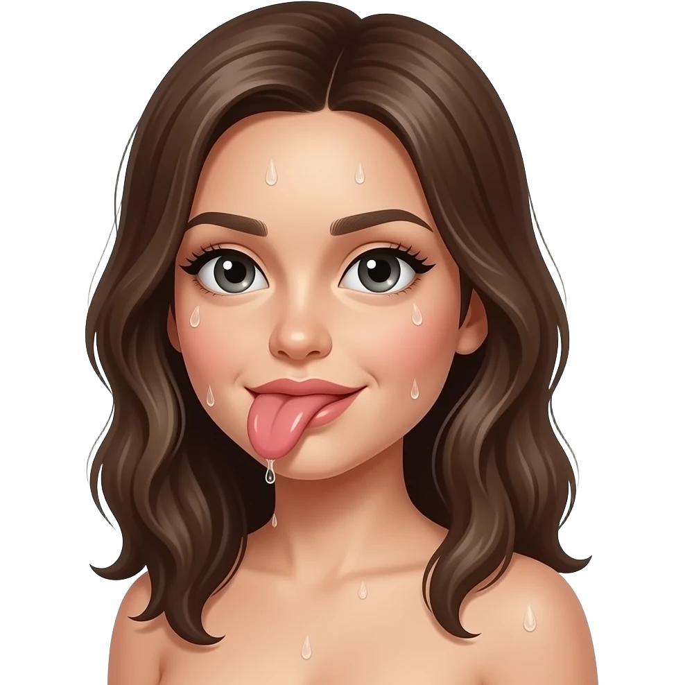 Naked lady licking on wet beaver emoji