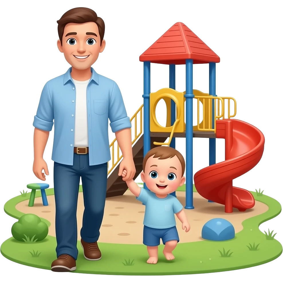 Папа Малыш пойдём погулять на детская площадка emoji