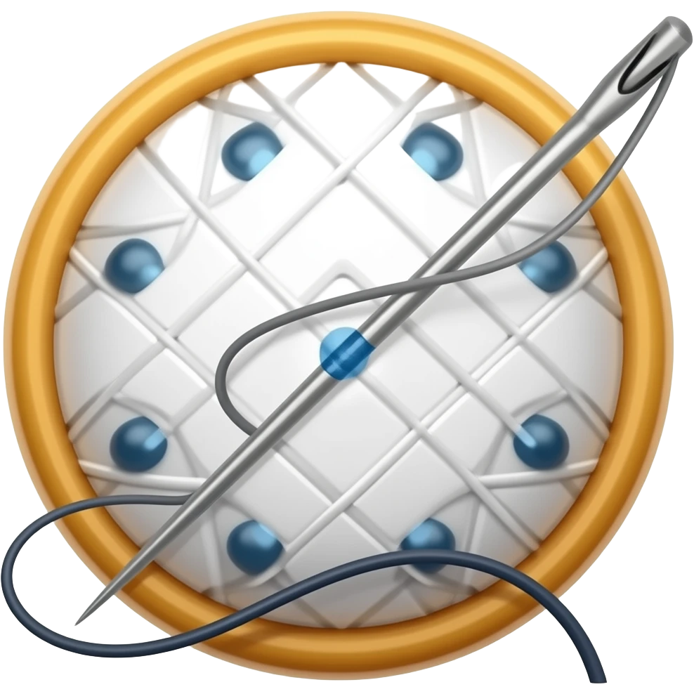 a needle pulling thread when sewing emoji