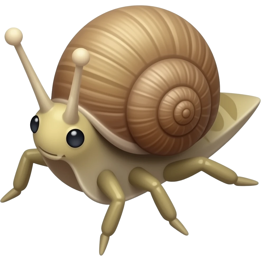 🐌 + 🦗 → fused and combined into one creature, 3/4 top-down isometric game unit without any ground, readable silhouette, mobile game style, single anatomy, large head, simplified details, recognizable at 64x64, emoji color language, transparent background emoji