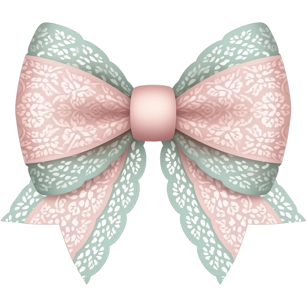 light pink & light green on bow lace coquette bow emoji
