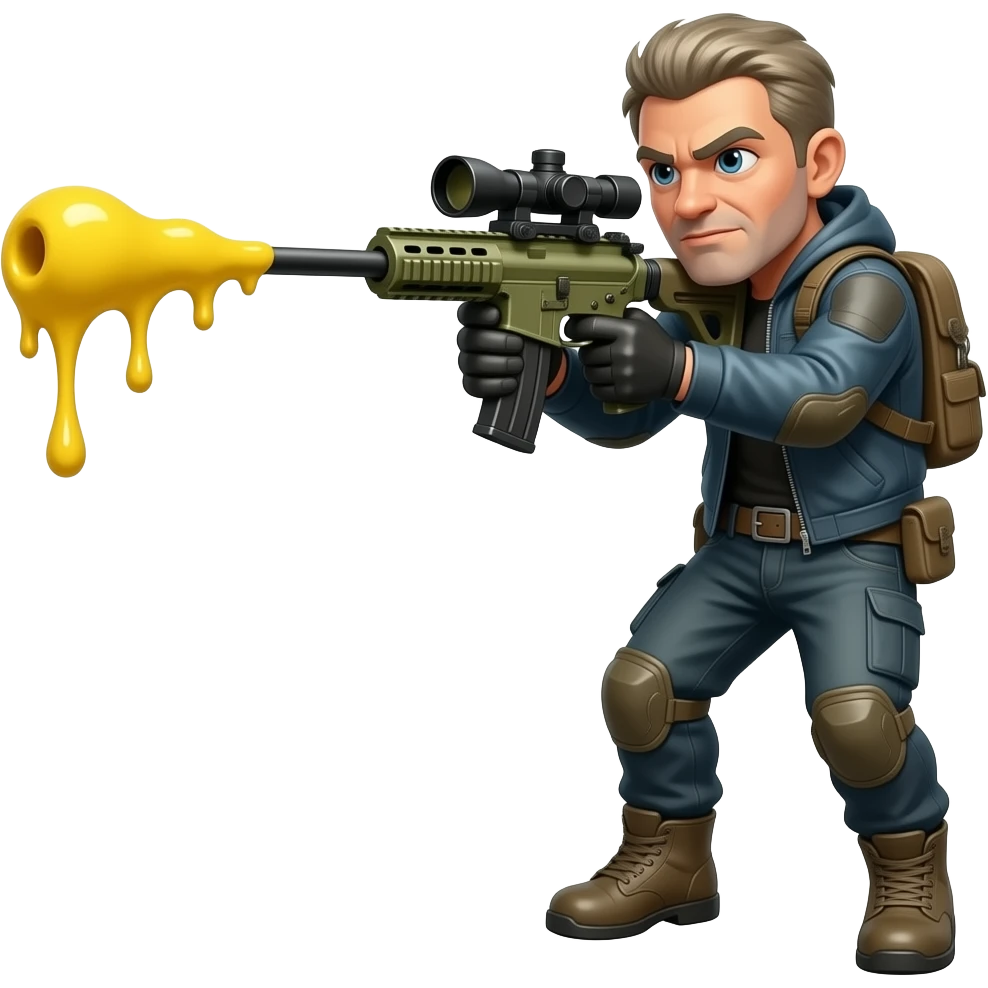 slop sniper, shooting out a yellow goop emoji | AI Emoji Generator