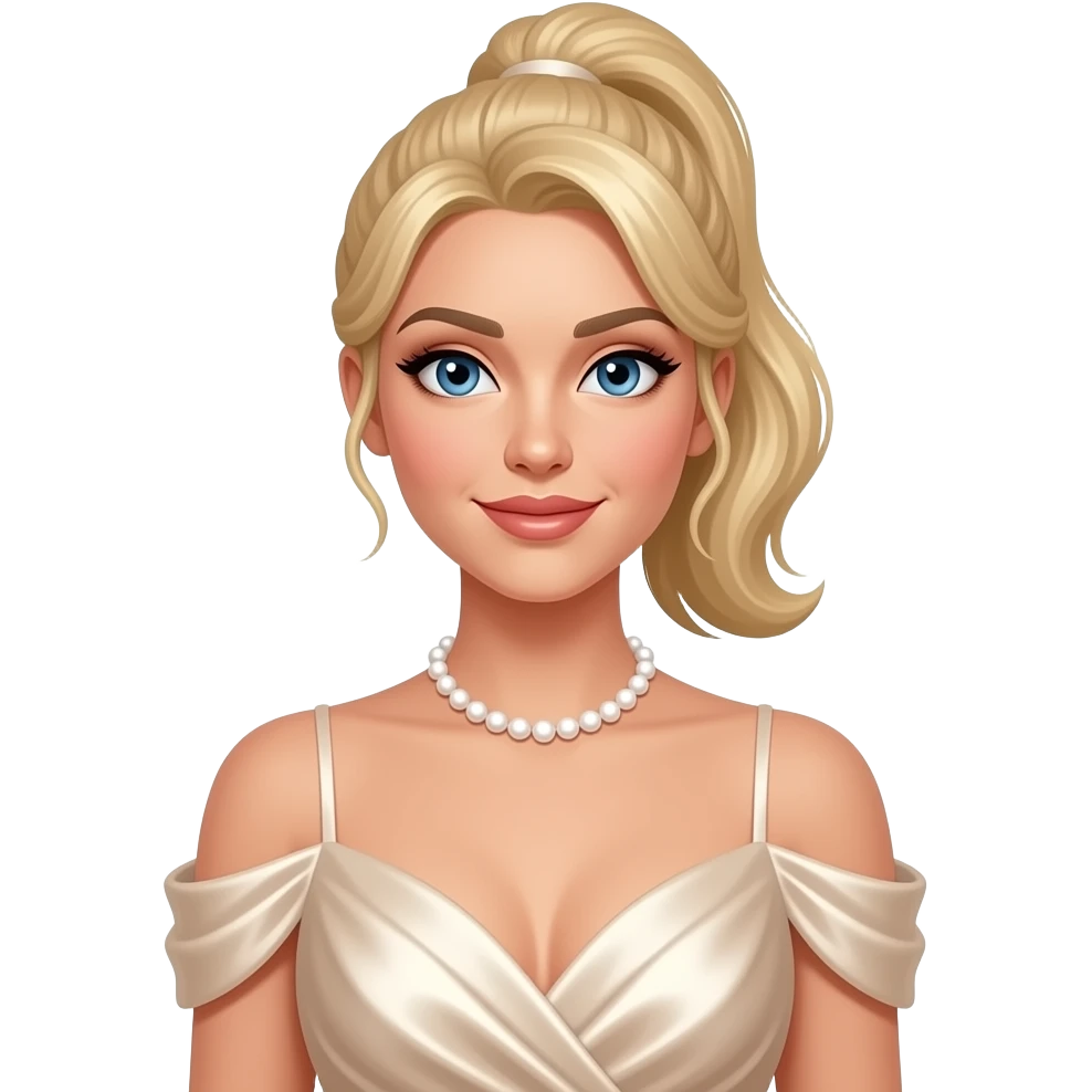 fancy blonde woman with ponytail portrait front emoji