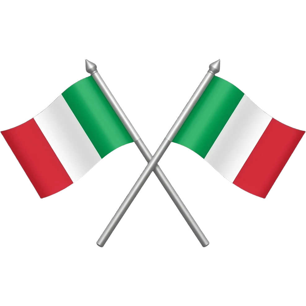 I want 2 Italian flag crossed each other straight the flags and dont zoom in too much and black backgroumd emoji