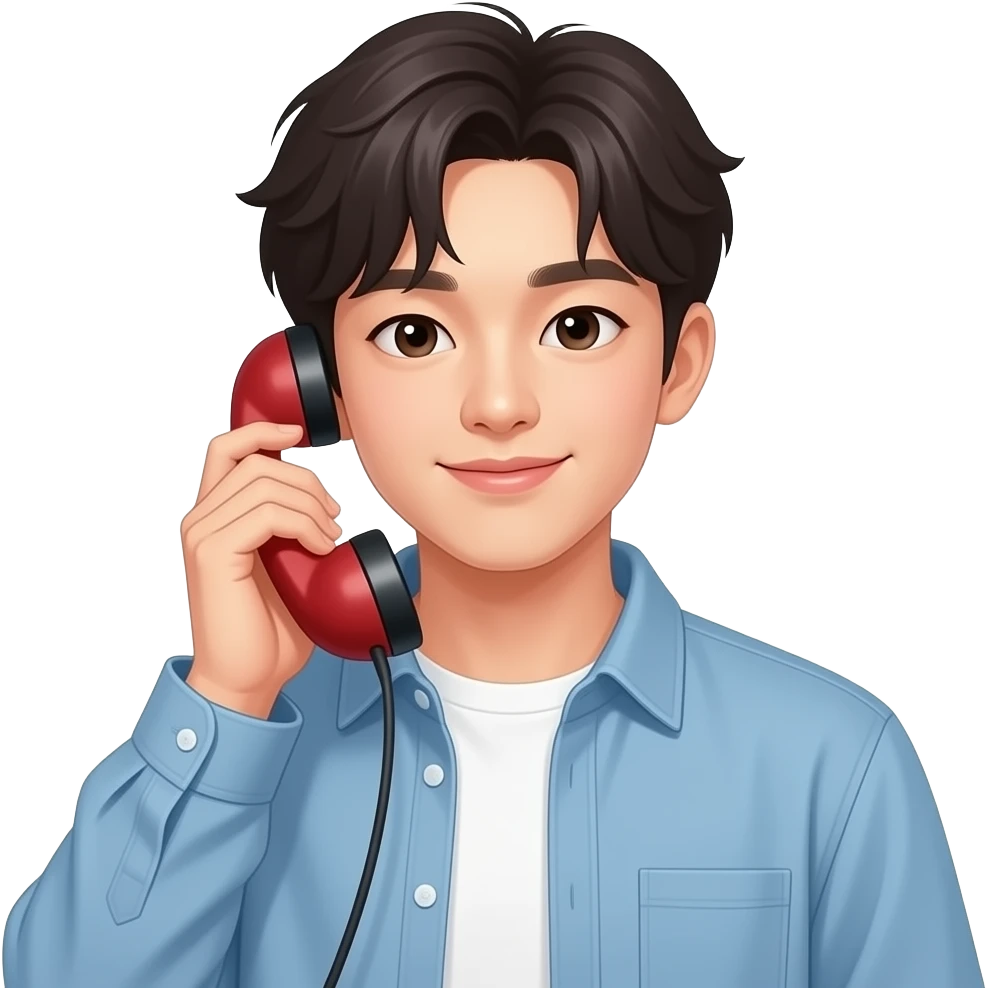 korean young man + ep telefonu emoji