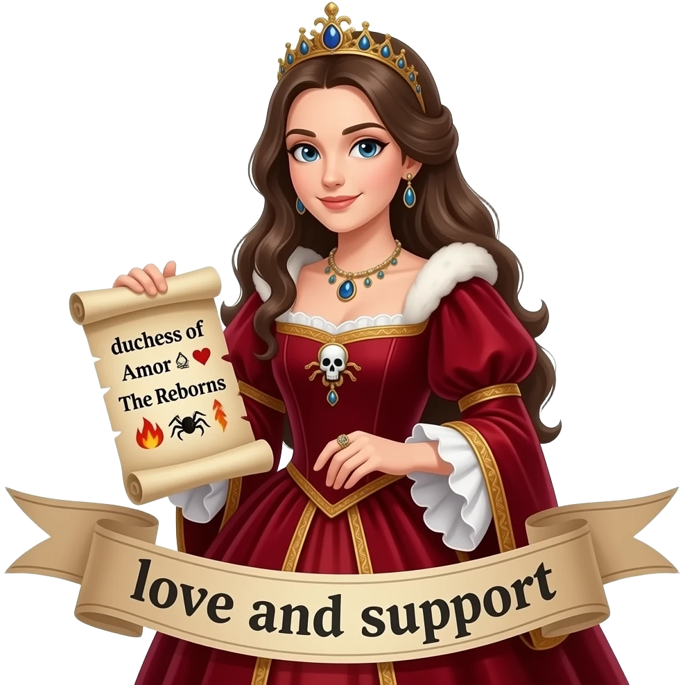 Make me a duchess f amor with the writing showing love and support dutchess of ♥️Amor♾️♥️The💀Reborns🔥🕷️ emoji