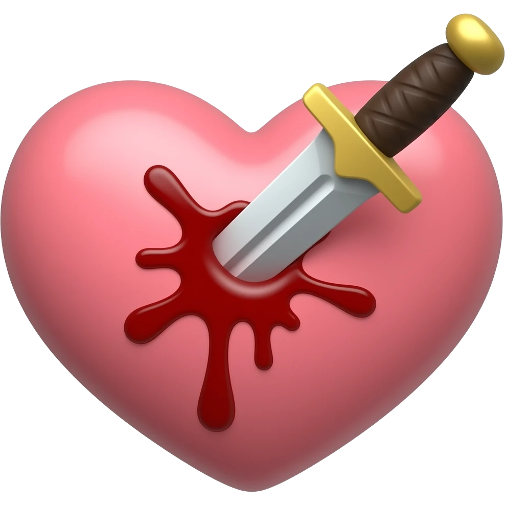 A dagger piercing a bleeding heart emoji