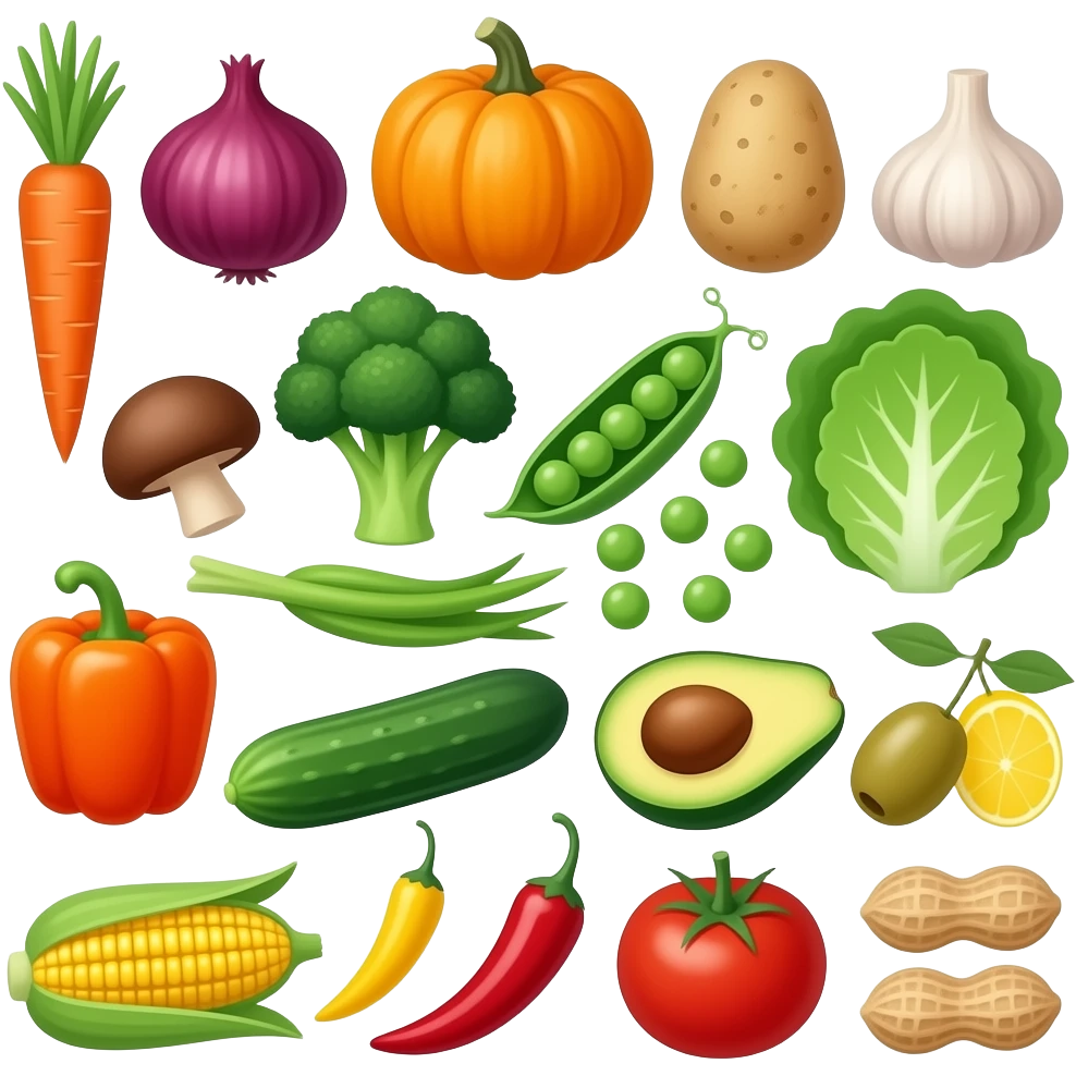 🥕🧅🫜🥔🧄🍄‍🟫🥦🫛🥬🥒🫑🥑🍋‍🟩🫒🌽🌶🍅🫚🫘🥜سبزیجات emoji