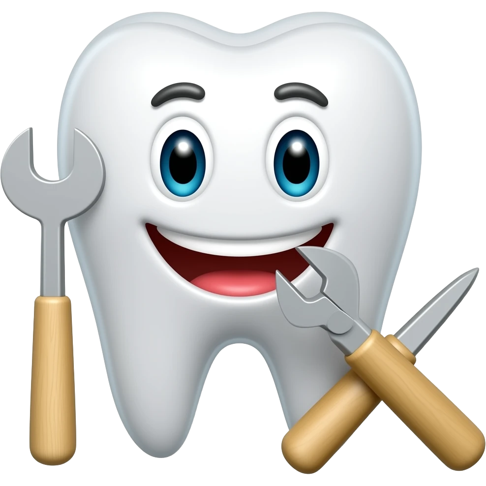 Smiled tooth with few tools emoji