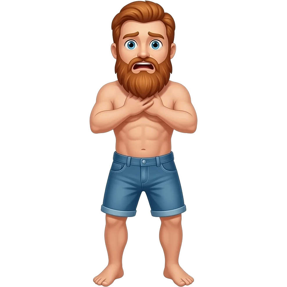 naked scared man with long red beard getting choked emoji