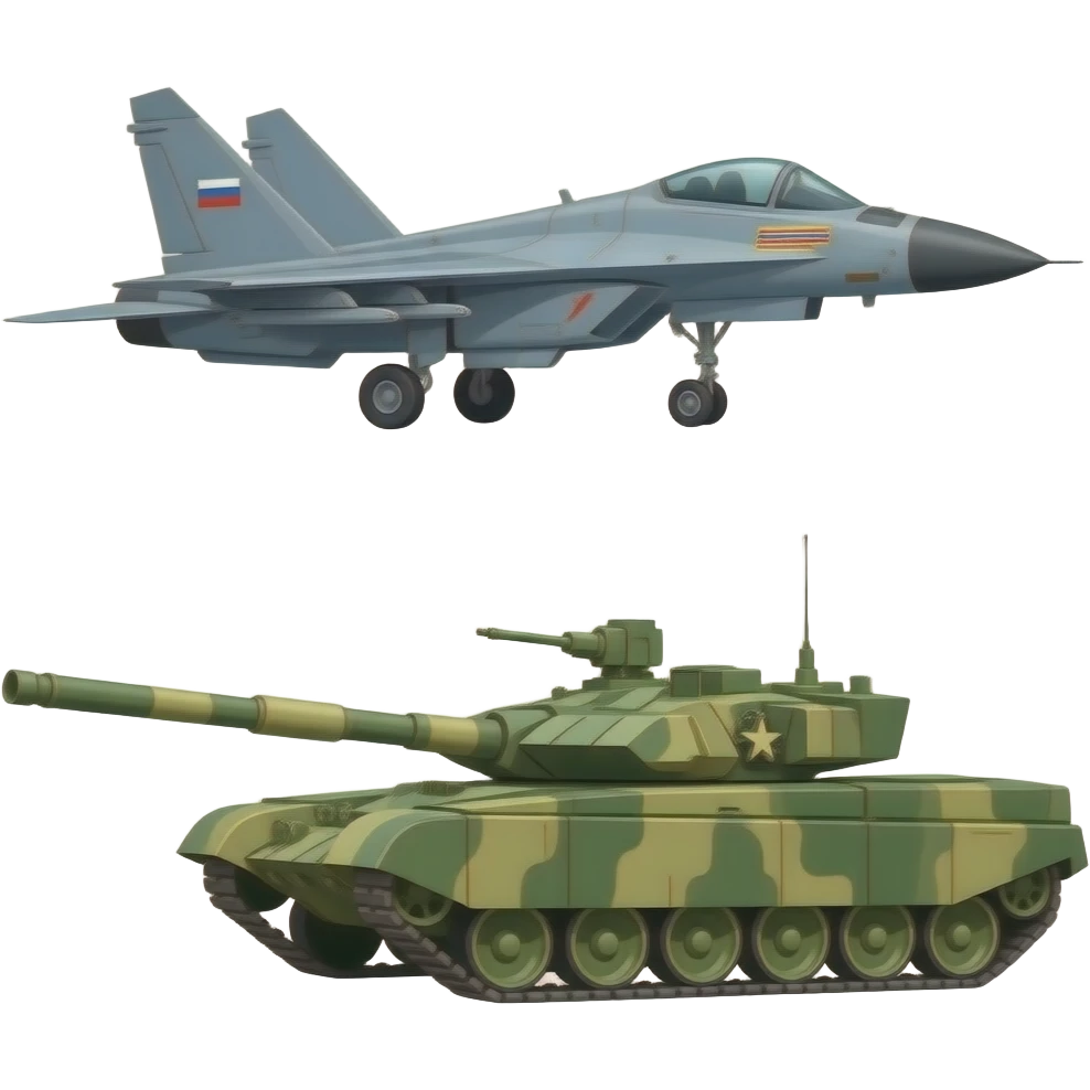 привет, сгенерируй эмоджи российского истребителя и танка т-90 emoji