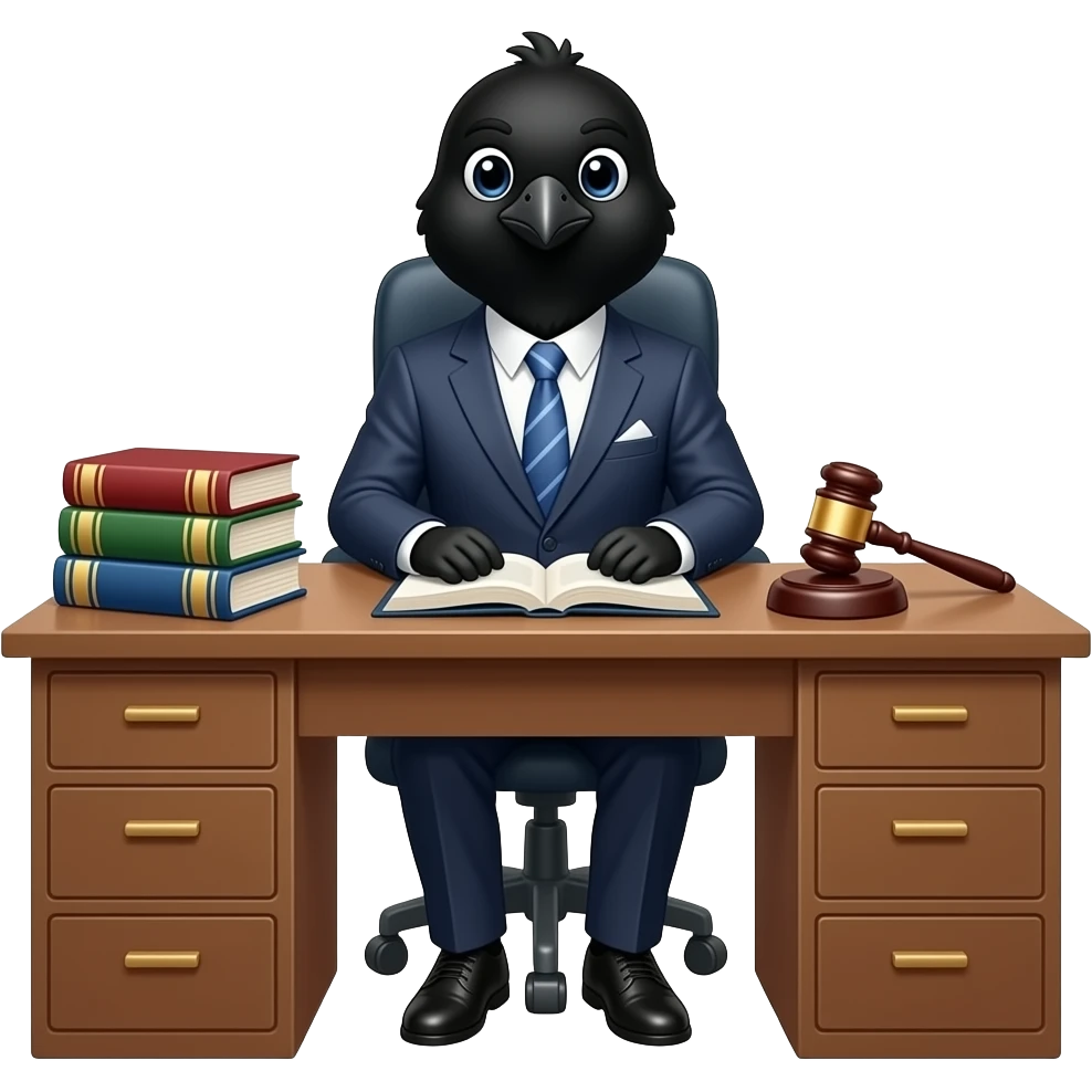 Magpie being a lawyer emoji