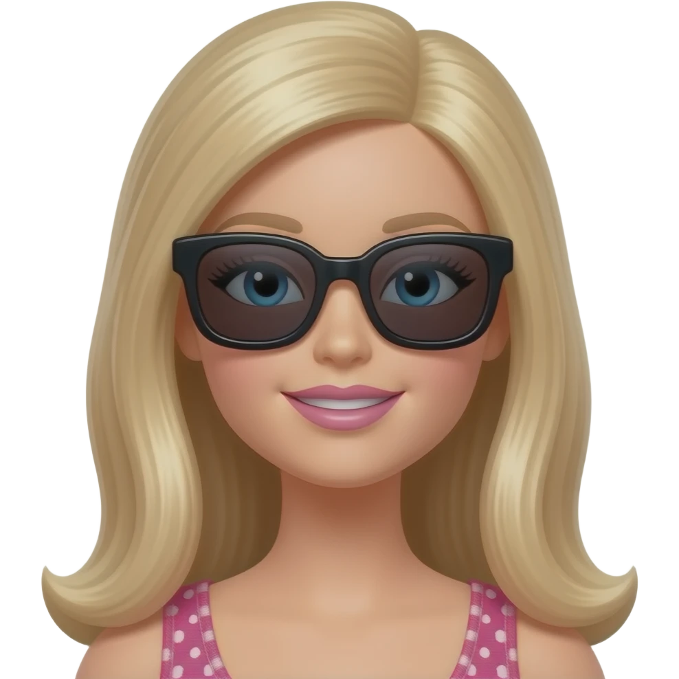 barbie w large square black sunglasses black sunglasses emoji