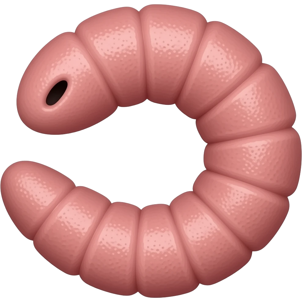 pink earthworm without eyes textured emoji