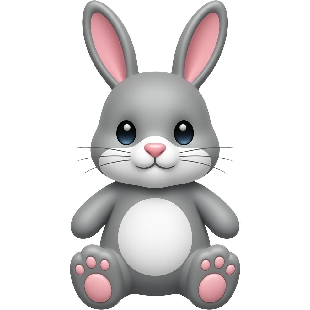 Grey and white bunny plush emoji