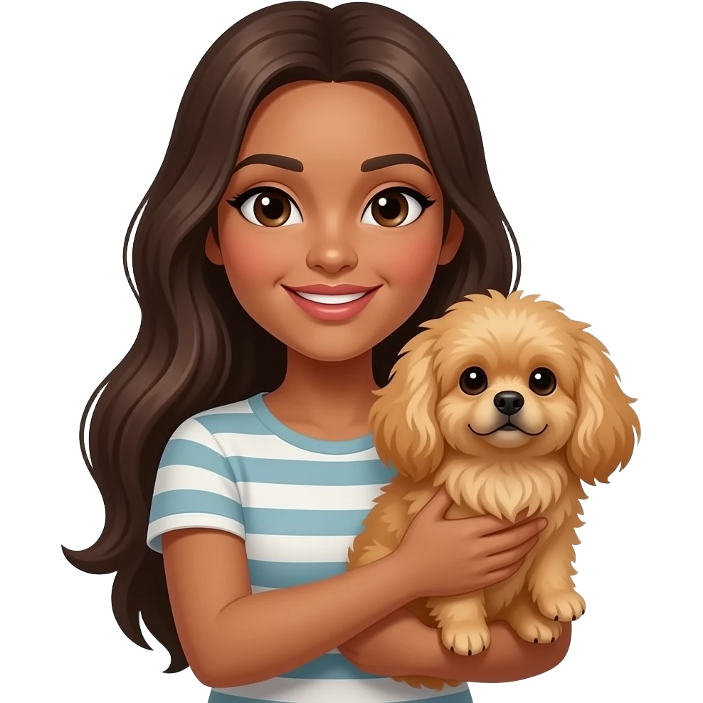 tan skin woman with long hair holding a brown chow2 emoji