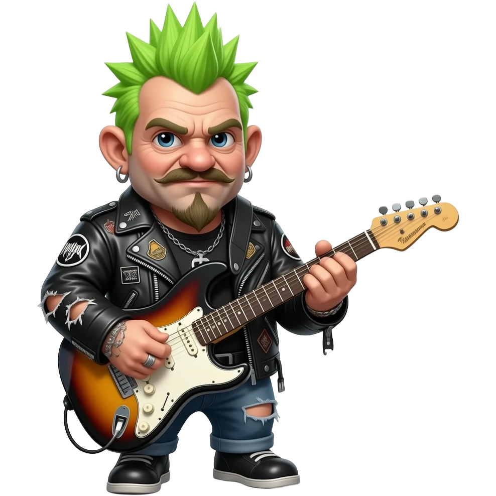 Punk rock  Dwarf  with a guitar emoji