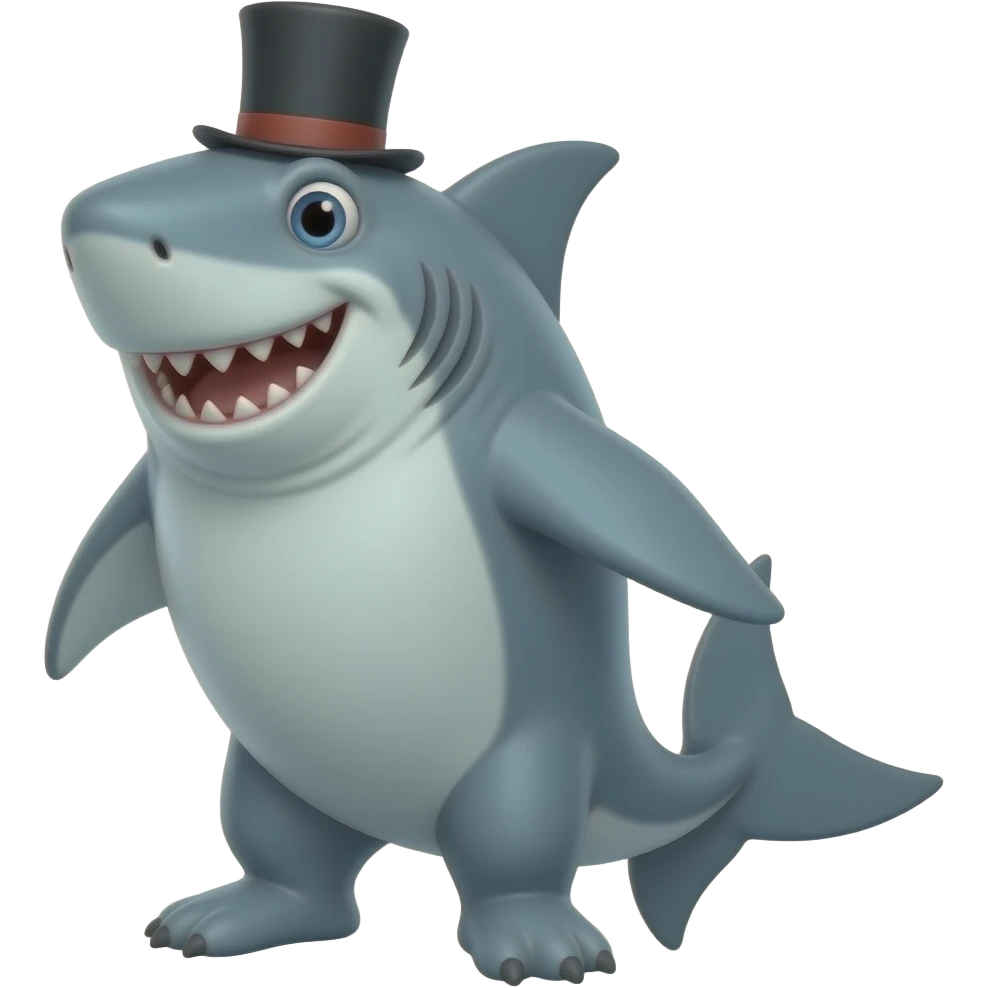 Shark with a top hat emoji