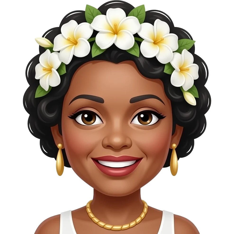 Billie Holiday with white gardenia headdress emoji