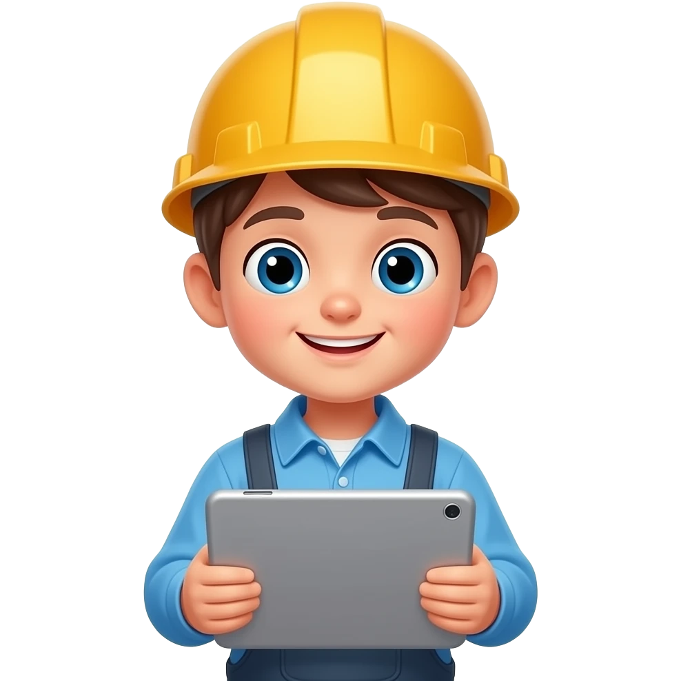 child engineer with Tablet emoji