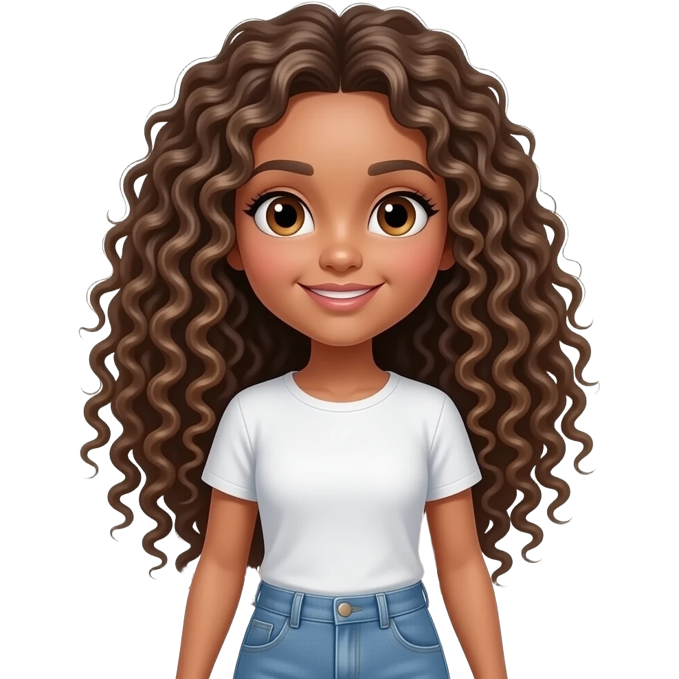 as una foto de cuerpo completo con cabello colocho   asta la despalda emoji