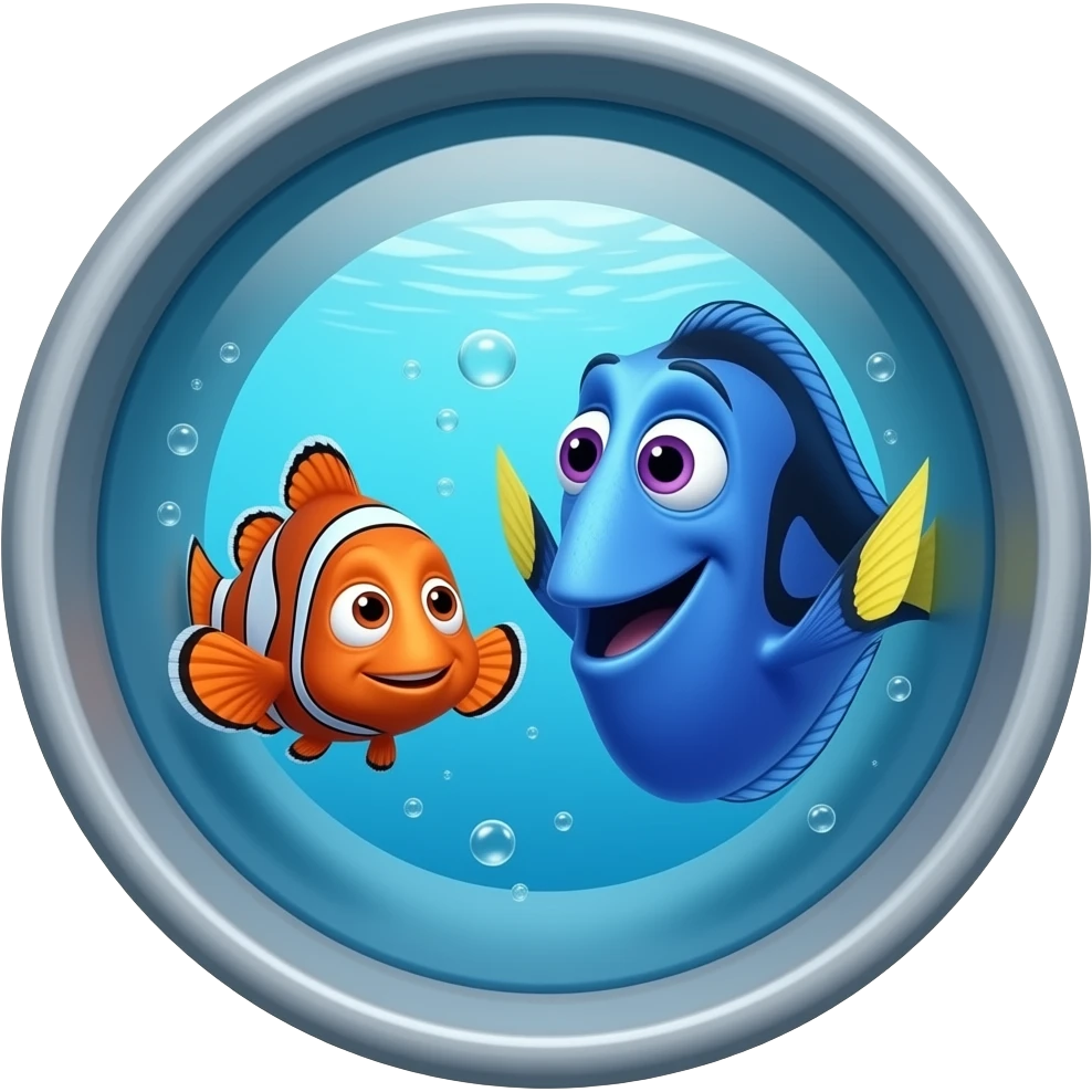Nemo and Dory Swimming inside of a Giant Water Pipe emoji