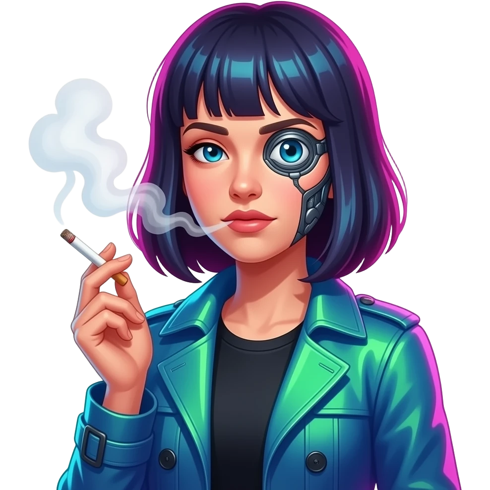 cyberpunk Lucy smoking a cigarette emoji