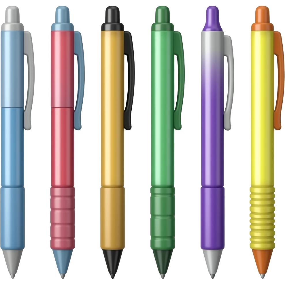 six school equipment pens emoji