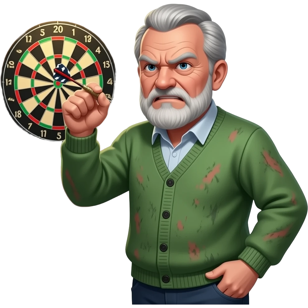 Grumpy old man throwing darts emoji
