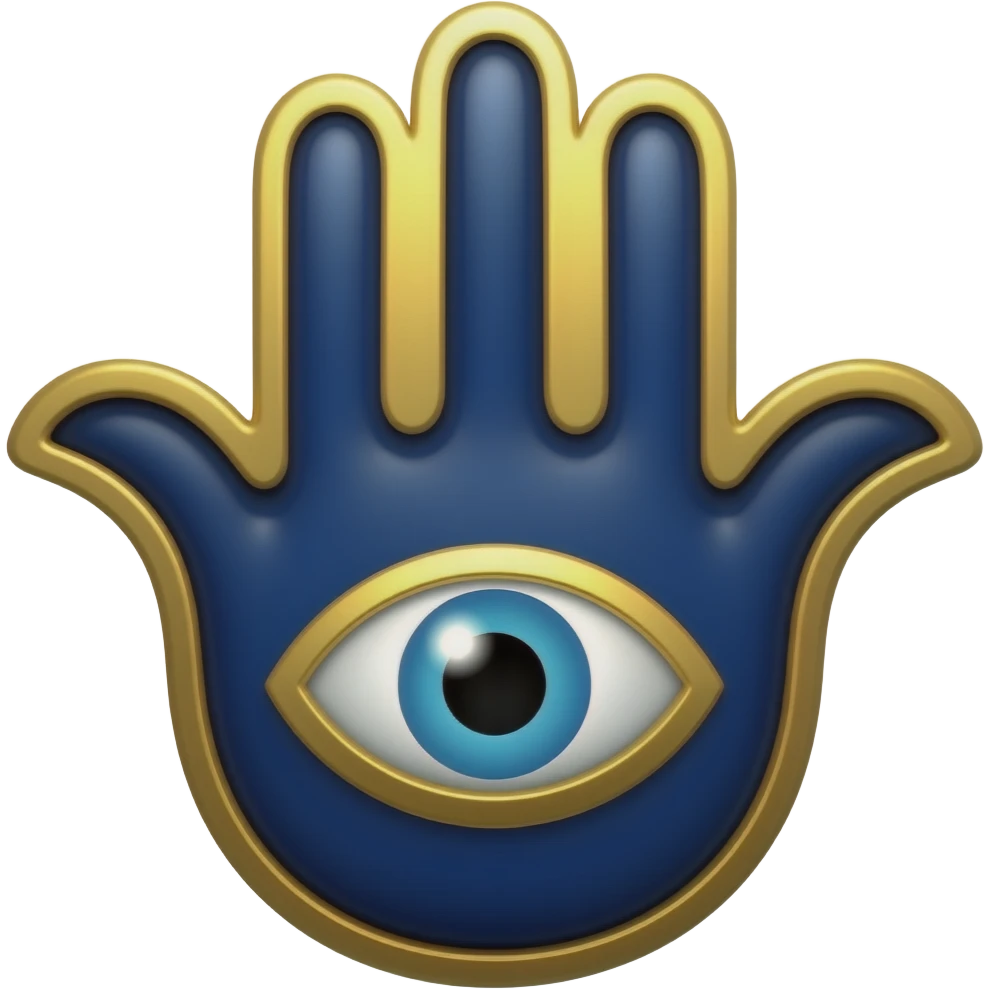The evil eye hamsa dark blue gold edging detailed emoji