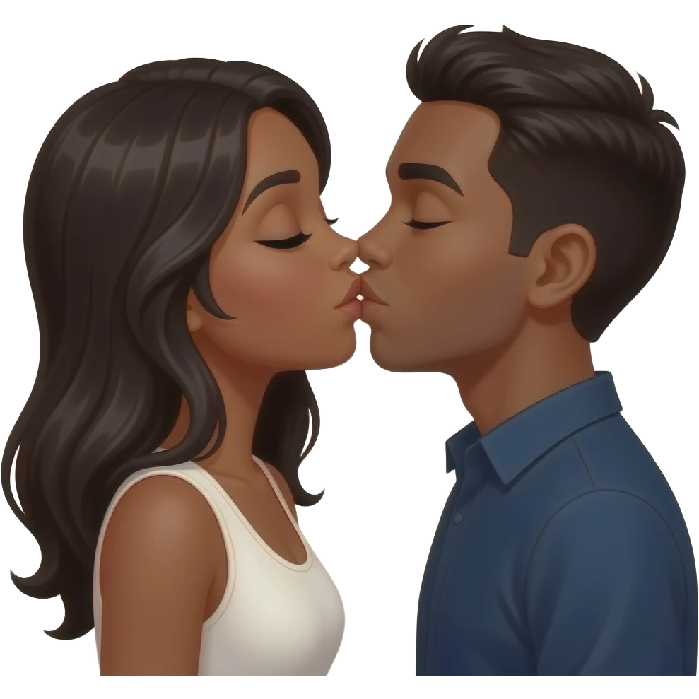 Negra beijando outro negro emoji