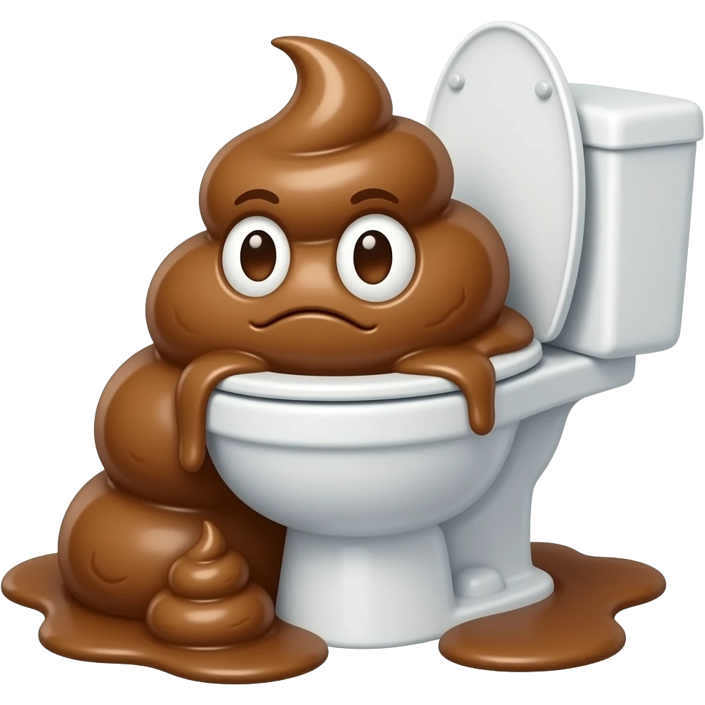 Super fat, obese, and immobile pile of poop, outgrowing the toilet emoji