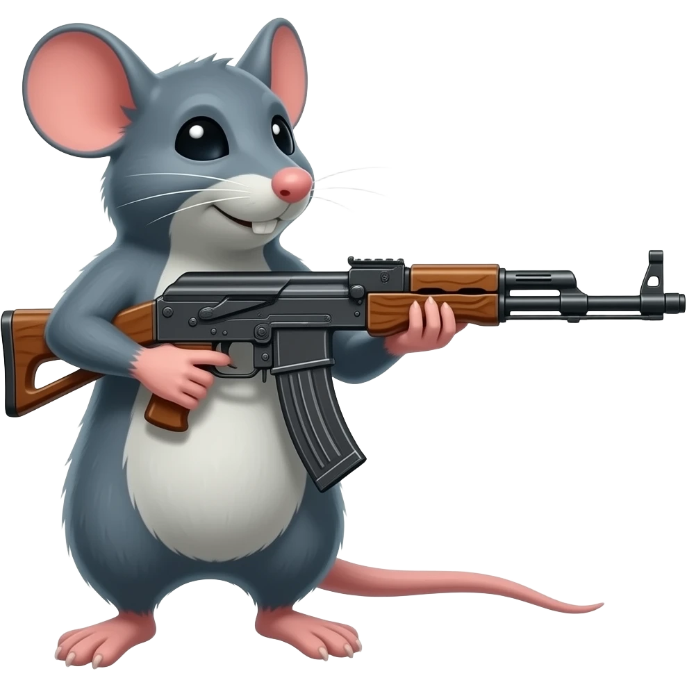 Rat with machine gun emoji