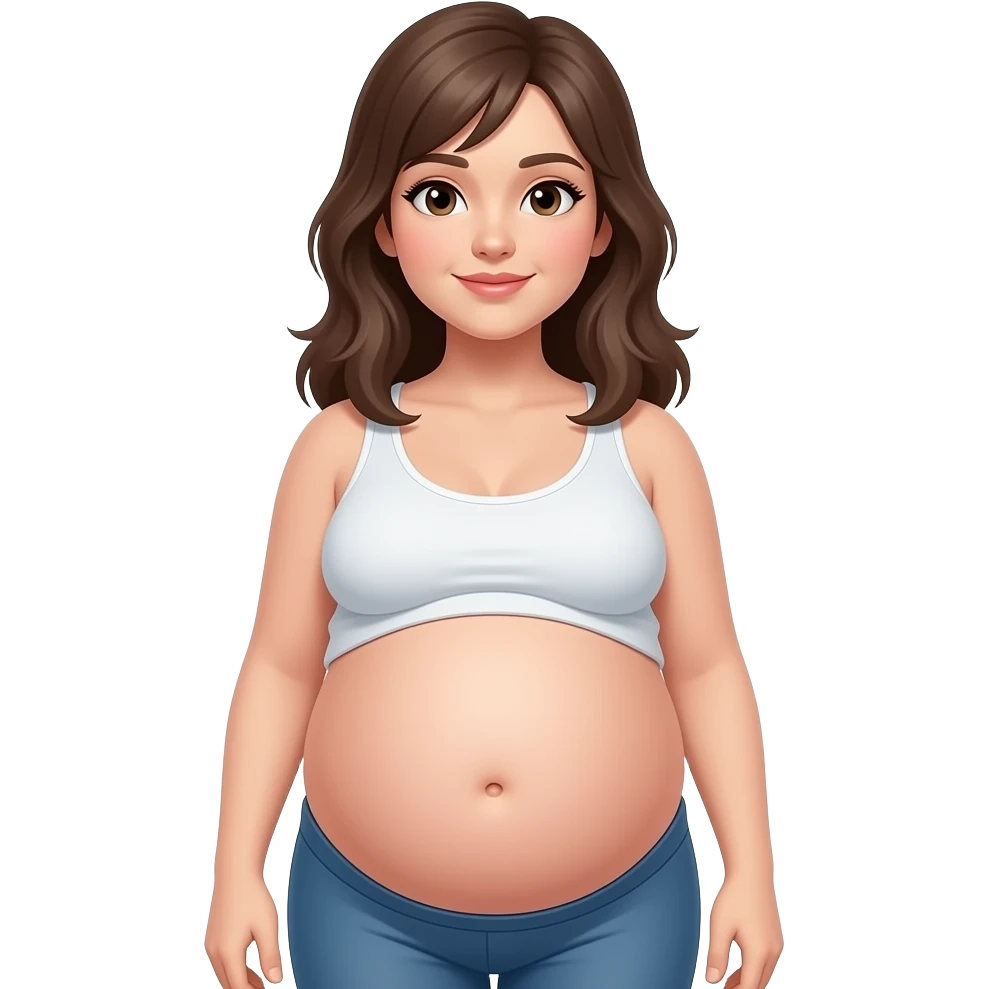 girl look at you tummy,big and full,ready to go pop,so full that a heavy fat stomach wants a gentle rub,A Bellybutton,had too much to eat,even one can’t fast but walks like one is pregnant with a baby bump sticking out and leading the way. emoji