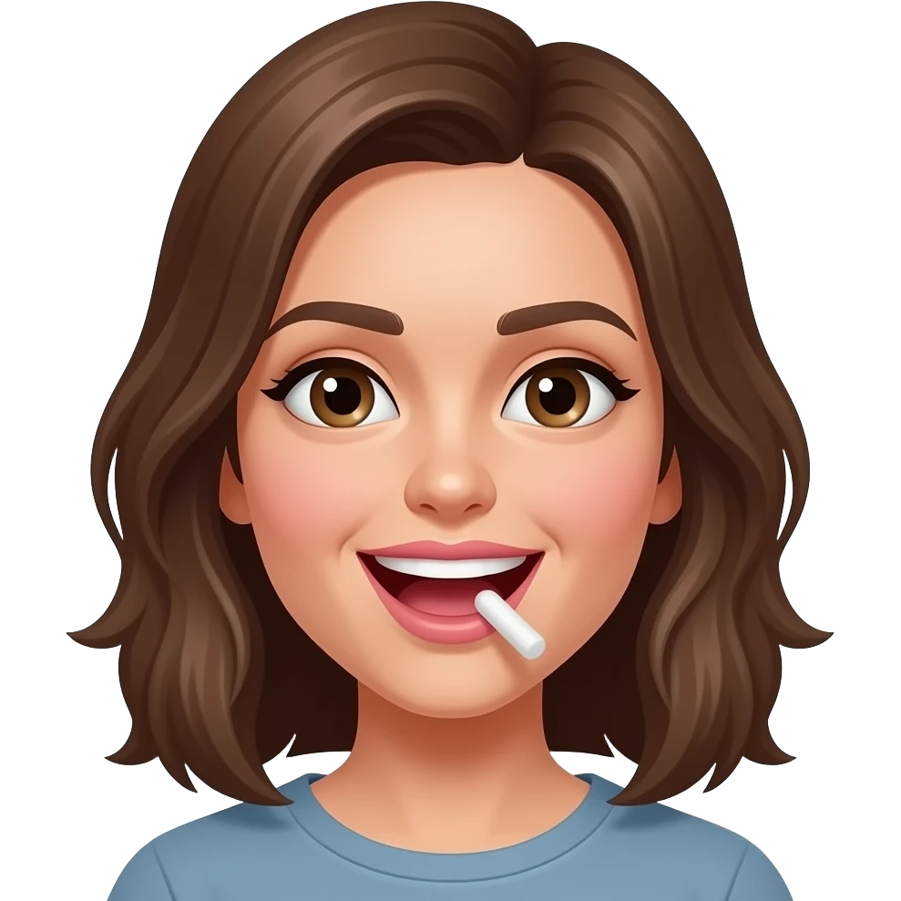 💆🏻‍♀️+👄+chewing gum emoji