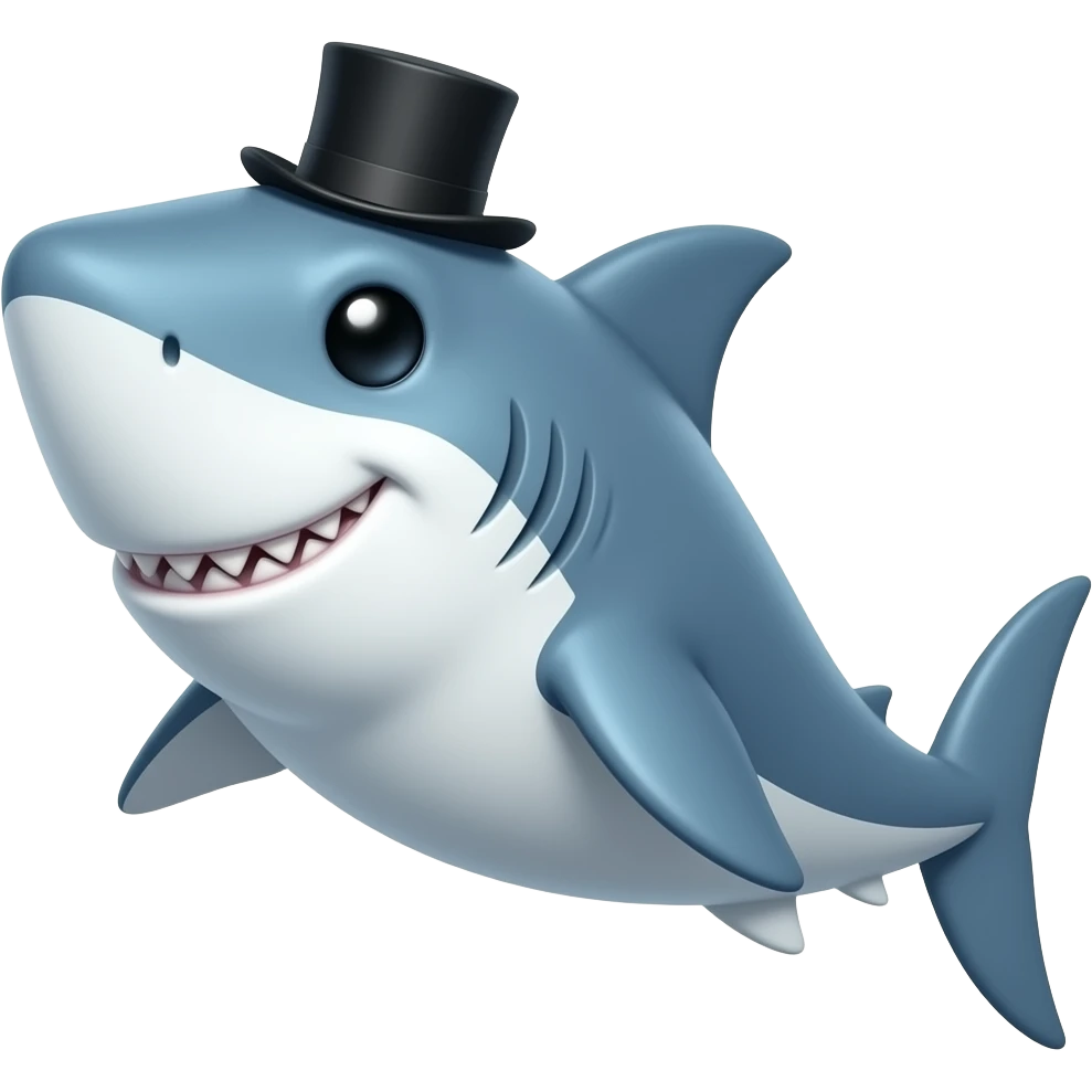 Shark with a top hat emoji
