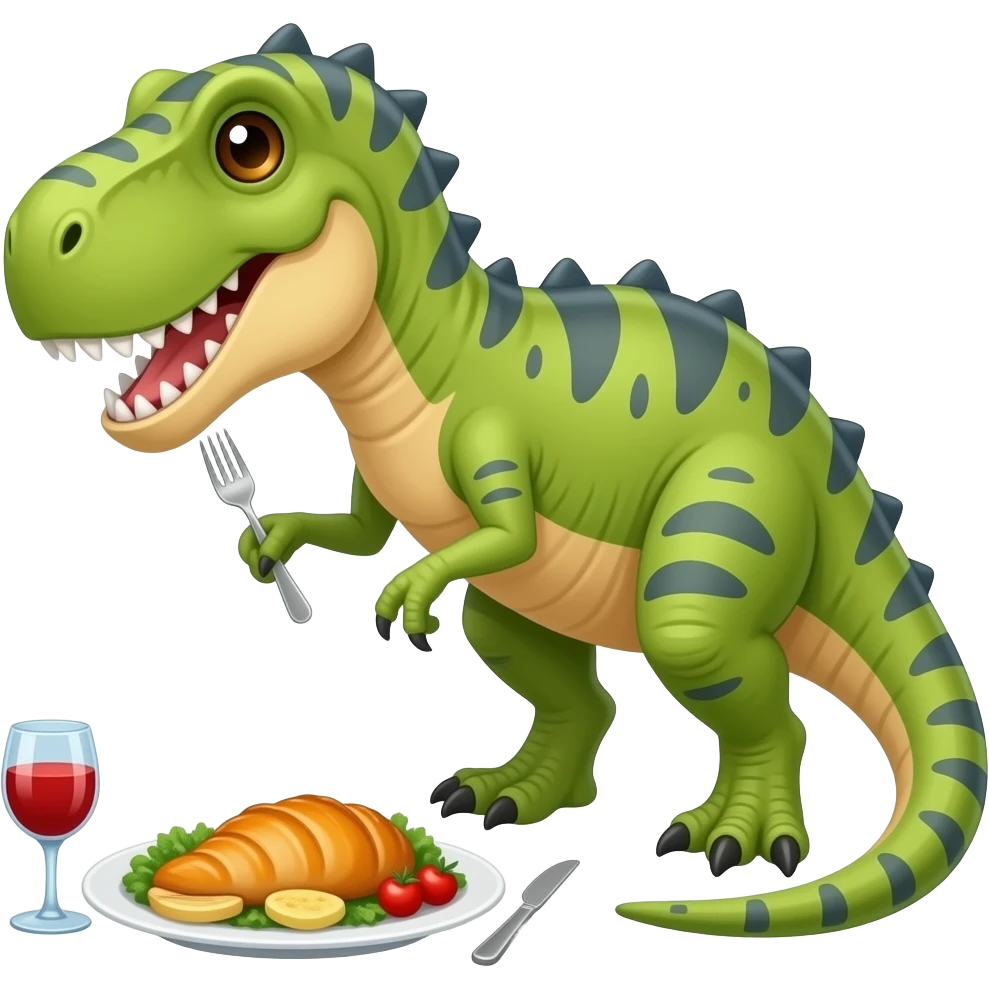 dinosaur eating dinner emoji