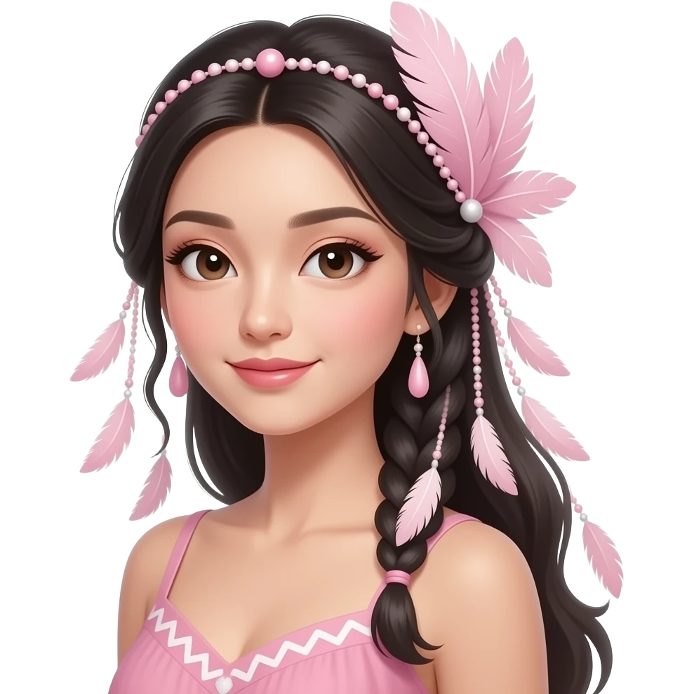 Fuzzy slim oriental feathery long-haired beaded mane cozy rosy aesthetic feathery feminine Rosy beautiful emoji