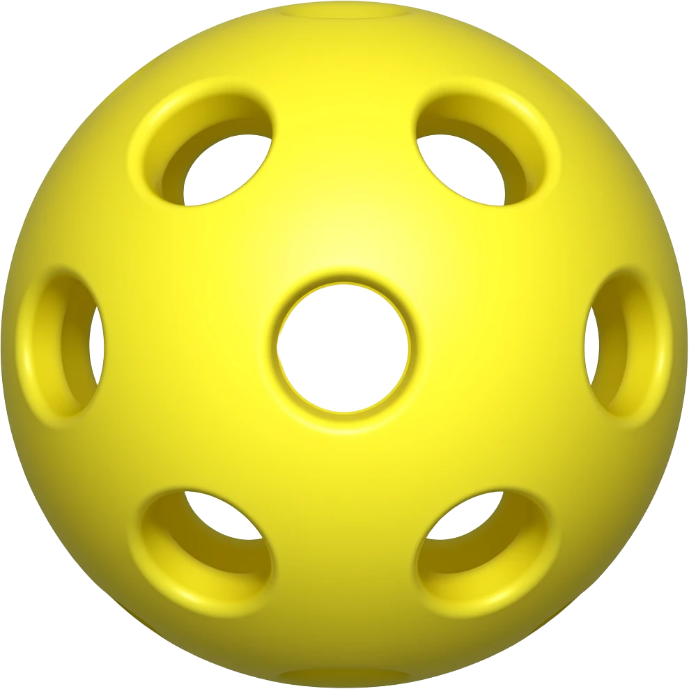 yellow pickleball with 33 holes, brightly lighted from direction of the camera and rotated to perfectly center its hole and light into the camera, so i can rotate it through the center of the hole emoji