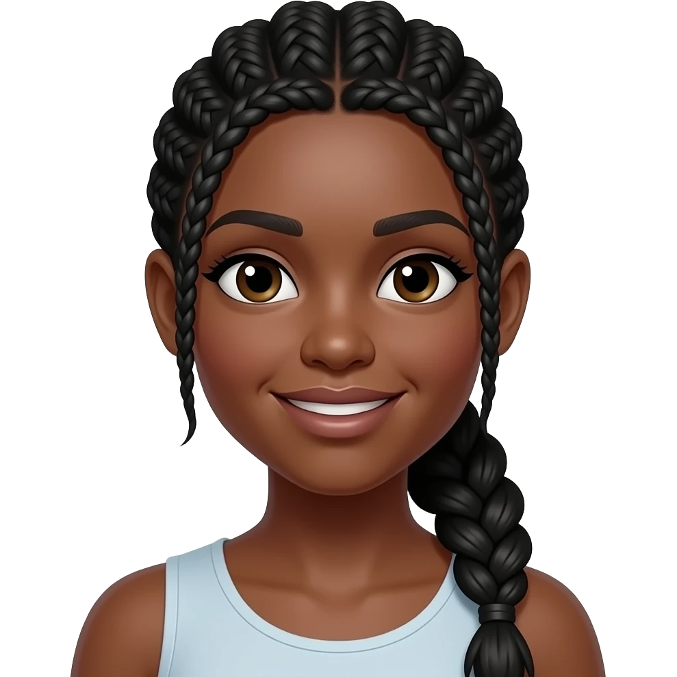dark skinned woman WITH BRAIDS IN A PONYTAIL emoji | AI Emoji Generator