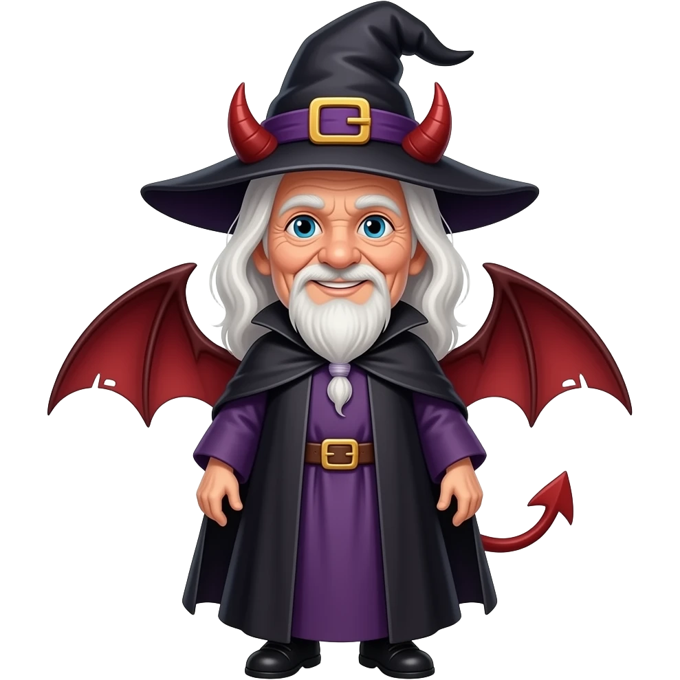 Old witch with cute devil emoji