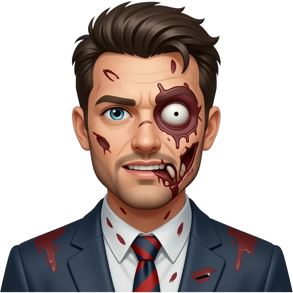 man cosplaying zombie emoji