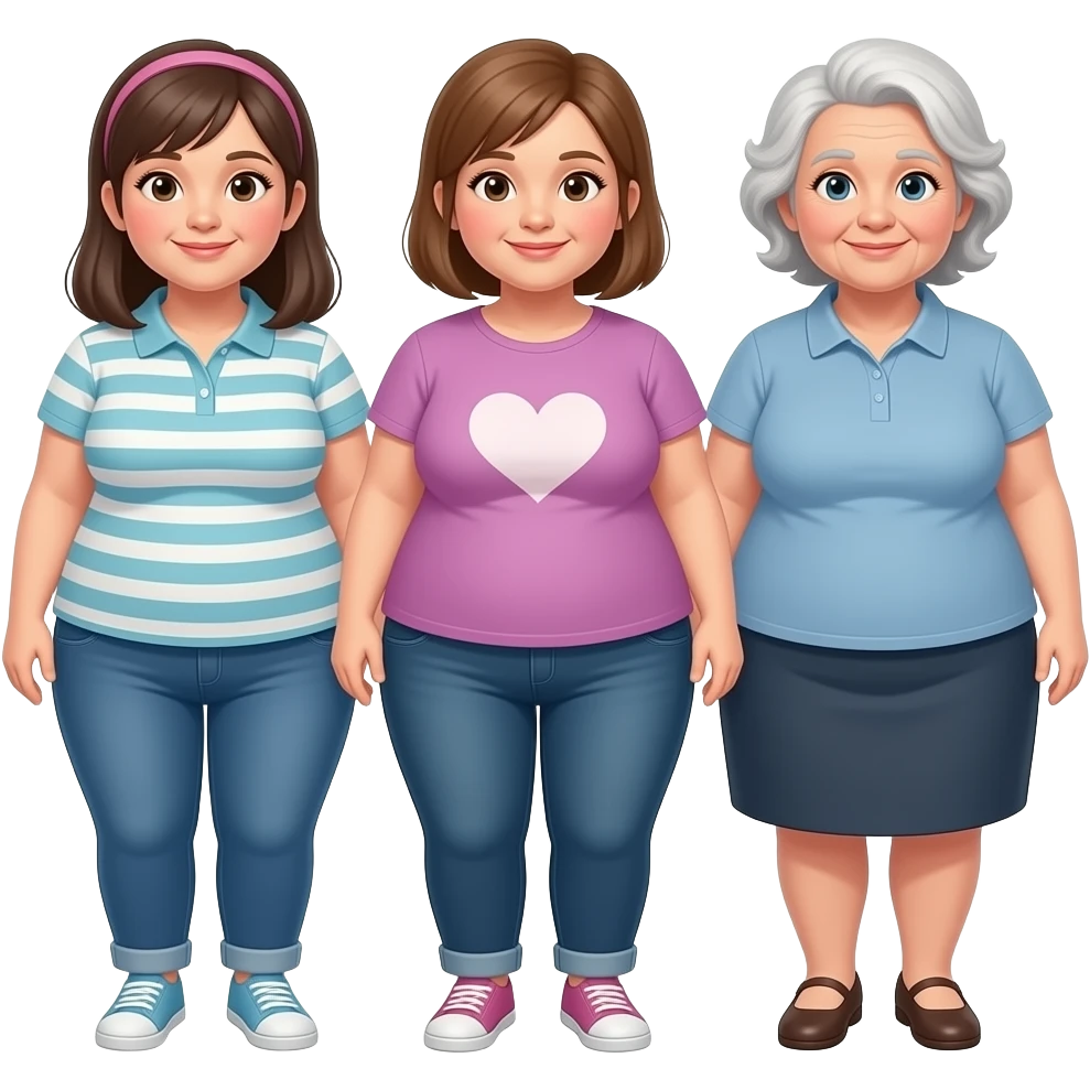 3 young girls 3 old gals that are fat emoji