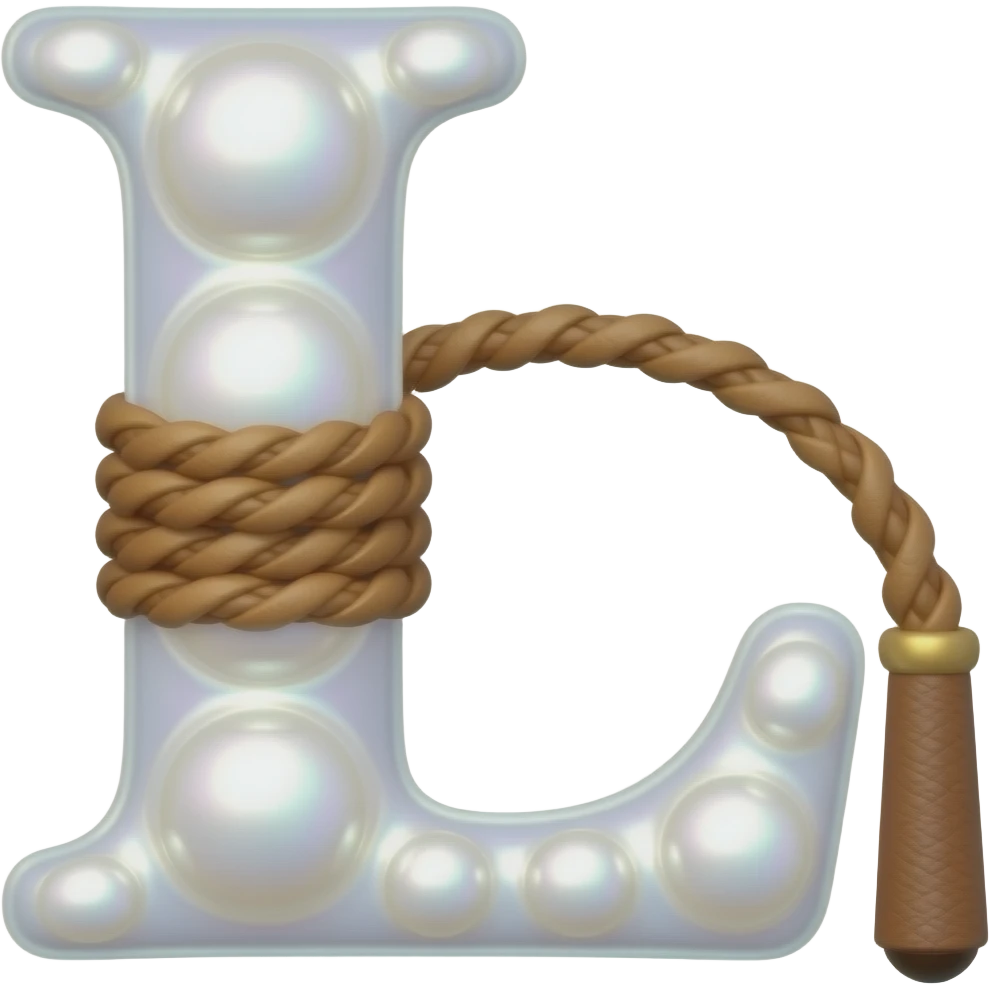 The letter L in pearl with a whip emoji