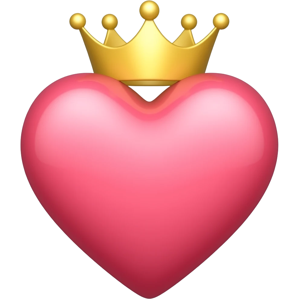 розовое сердце а на нем корона по центру emoji